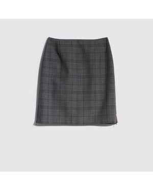 Gucci Checked Fine Wool Mini Skirt, Size 42 It, Ready-To-Wear - Grey