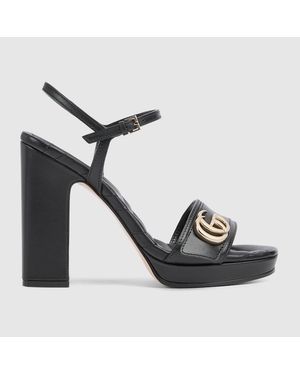 Gucci Platform Sandal With Double G - Black