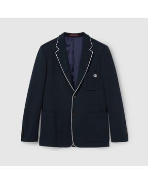 Gucci Jackett Aus Baumwolljersey Mit Stickerei, Grösse - Blau