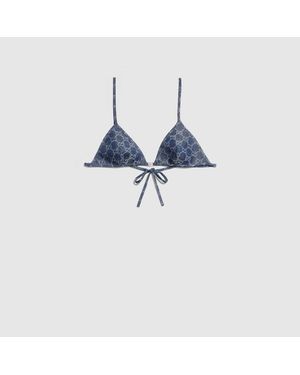 Gucci Gg Light Cotton Denim Jacquard Top, Size 38 It, Ready-To-Wear - Blue