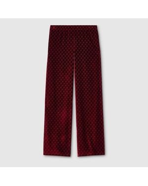 Gucci Gg Velvet Devoré Sportswear Trousers - Red
