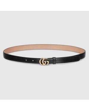 Gucci Schmaler Gg Marmont Gürtel, Größe 100 - Braun
