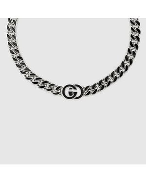 Gucci Collier À Maillons Plats Interlocking - Métallisé