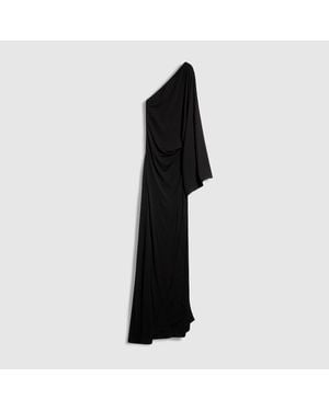 Gucci Viscose Jersey Asymmetrical Long Dress - Black