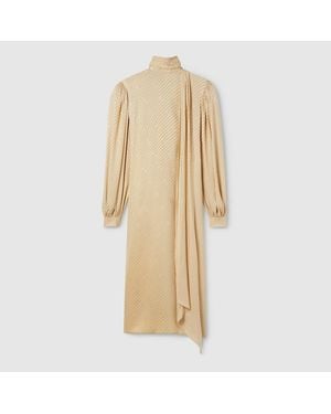 Gucci Diagonal Gg Silk Jacquard Dress - Natural