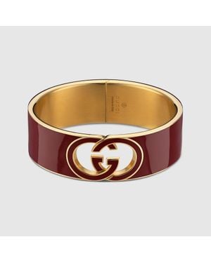 Gucci Interlocking Enamel Cuff Bracelet - Brown