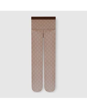 Gucci Strumpfhose Aus Stretch-Nylon Mit Print, Größe - Braun