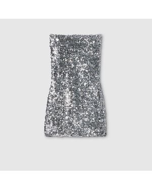 Gucci Sleeveless Dress With Sequins - Grey