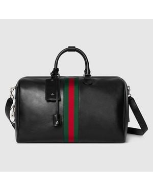 Gucci Web Trademark Medium Duffle Bag, Leather - Black
