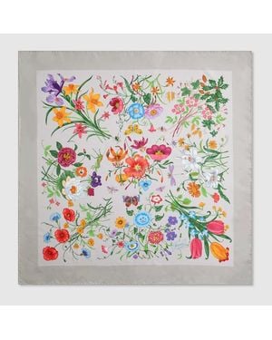 Gucci Printed Silk Twill Carré - Grey