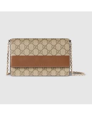 Gucci Gg Emblem Wallet On Chain - Natural