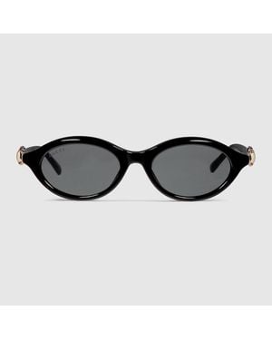 Gucci Occhiali Da Sole Ovali - Nero