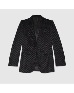 Gucci Gg Cotton Viscose Formal Jacket - Black