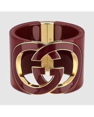 Gucci Bracciale Rigido Interlocking, Taglia - Marrone