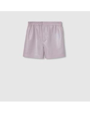Gucci Short En Cuir Nappa Doux Embossé, Taille - Violet