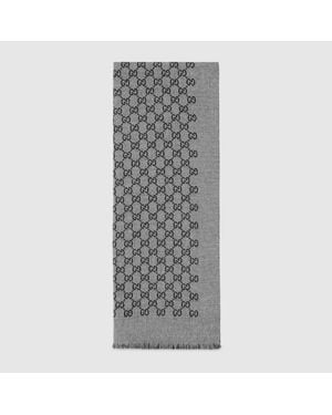 Gucci Double Jacquard Gg Wollschal - Grau