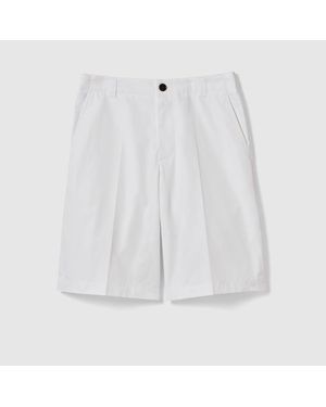 Gucci Cotton Poplin Trousers With Web - White