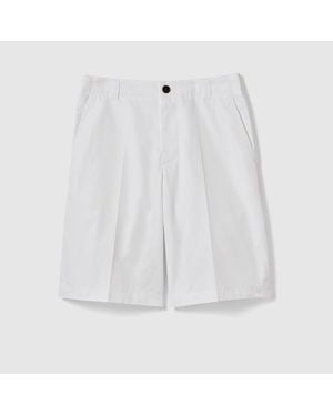 Gucci Cotton Poplin Trousers With Web - White