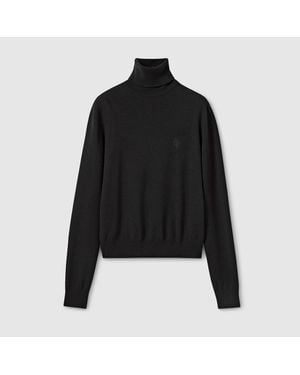 Gucci Jersey De Cuello Vuelto De Punto Con Bordado, Talla - Negro