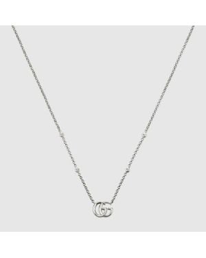 Gucci Gg Marmont Pendant Necklace With Crystals - Metallic