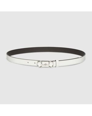 Gucci Thin Belt With Horsebit Buckle, Size 100 - Metallic