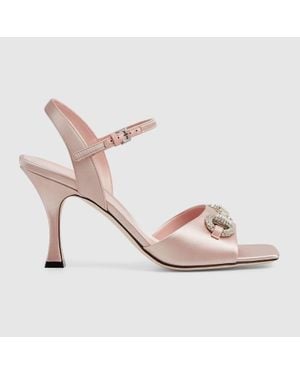 Gucci Sandal With Crystal Horsebit, Size 34 It - Pink