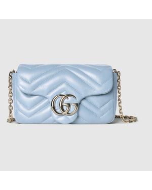 Gucci Gg Marmont Mini Shoulder Bag, Leather - Blue