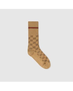 Gucci Calcetines Algodón Tribanda Web, Talla - Marrón