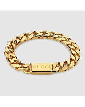 Gucci Chain Bracelet With Script Tag - Metallic