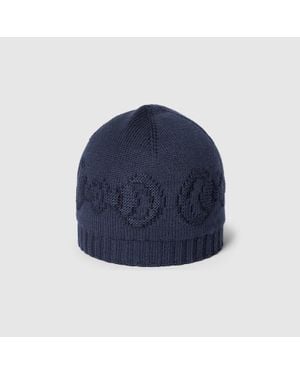 Gucci Wool Hat With Horsebit Detail, Wool - Blue