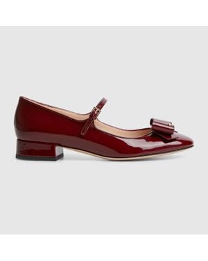 Gucci Ballet Flat With Bow, Size 35 It - Red