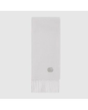 Gucci Cashmere Scarf With Patch - White