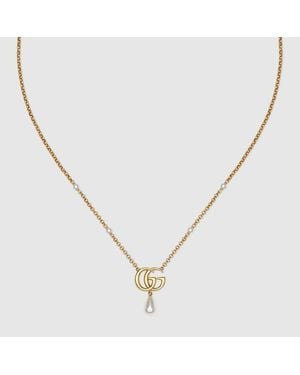 Gucci Collana Gg Marmont Con Pendente - Metallizzato