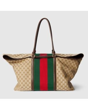 Gucci Borsone Gg Con Nastro Web - Marrone