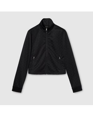 Gucci Gg Jersey Jacquard Zip Jacket - Black