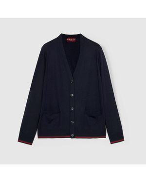 Gucci Extra Fine Cashmere Silk Cardigan - Blue
