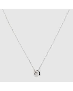 Gucci Collar Con Colgante De Cristal Interlocking - Metálico
