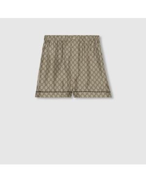 Gucci Gg Supreme Print Silk Shorts - Brown
