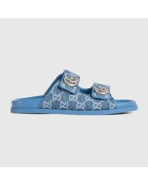 Gucci Sandal With Double G, Uk - Blue