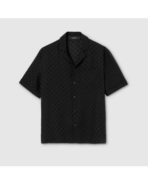 Gucci Gg Silk Jacquard Bowling Shirt - Black