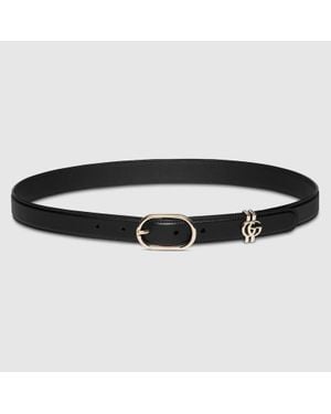 Gucci Cintura Con Fibbia Ovale E Passante Gg, Taglia 100 - Nero