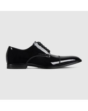 Gucci Lace-Up Shoe With Embossed Logo, Uk - Black