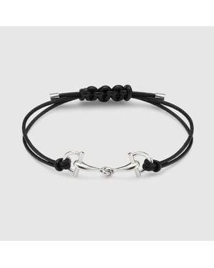 Gucci Staffa Leather Bracelet - Black