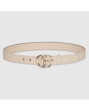 Gucci Gg Marmont Thin Belt, Size 80, Fabric - Natural