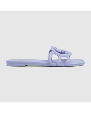 Gucci Sandalo Slider Donna Con Incrocio Gg, Taglia - Blu