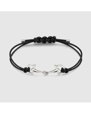 Gucci Staffa Leather Bracelet - Black