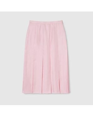 Gucci Silk Twill Pleated Midi Skirt - Pink