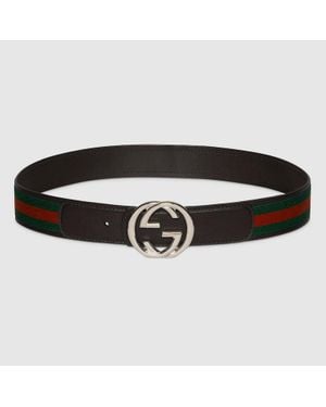 Gucci Cintura Reversibile Con Fibbia Incrocio Gg, Taglia 100 - Nero