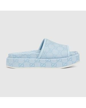 Gucci Sandalo Donna Con Plateau E Gg, Taglia - Blu