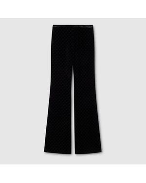 Gucci Gg Stretch Devoré Velvet Trousers - Black